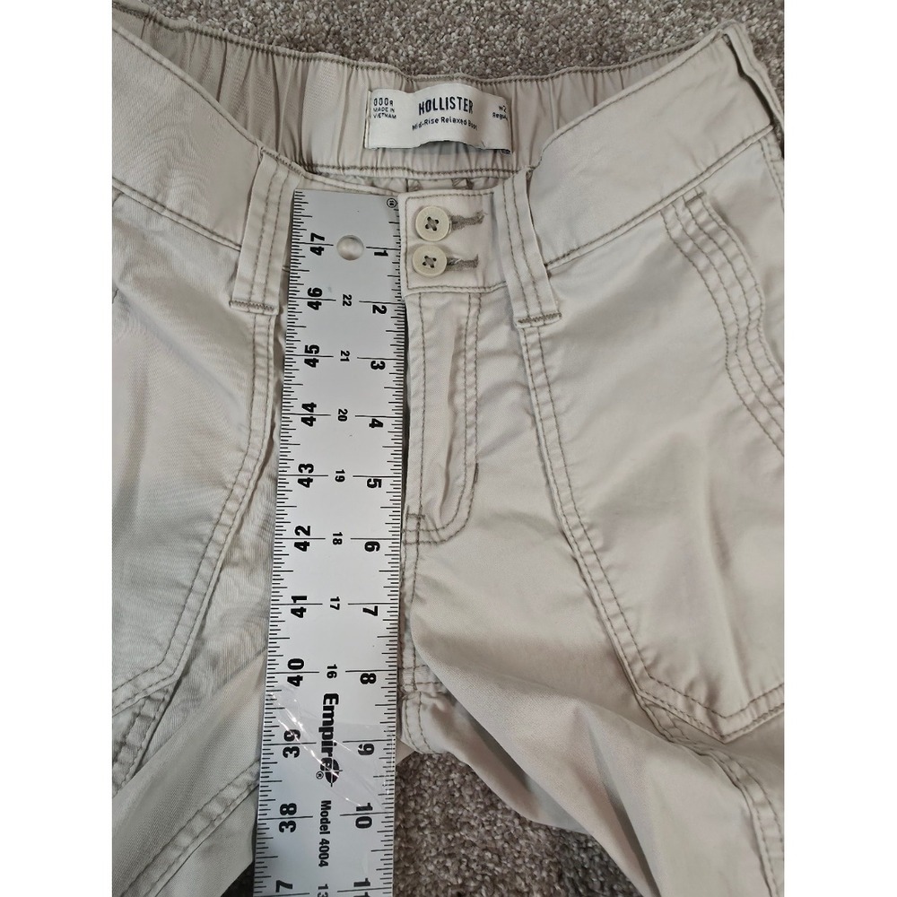 Hollister Mid-Rise Relaxed Boot Cargo Pants Tan Khaki 000R W23 Utility Y2K - Picture 6 of 10